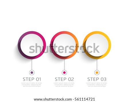 Modern 3D infographic template with 3 steps. Business circle template with options for brochure, diagram, workflow, timeline, web design. Vector EPS 10 Royalty-Free Stock Photo #561114721