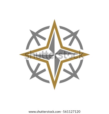 Compass Rose Gold Star Logo Template Illustration Design. Vector EPS 10.