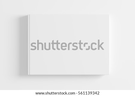 Blank white book cover on white background. Isolated with clipping path. 3d render