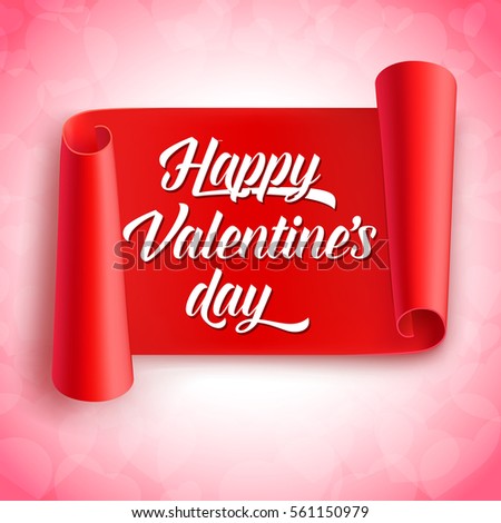 Happy Valentine Day Lettering on Ribbon