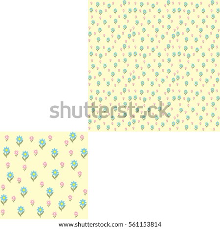 Seamless pattern of flowers with pattern unit.