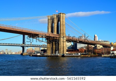 Brooklyn bridge and Williamsburg bridge in New York City