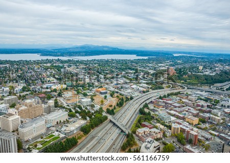 High view on Seattle highway