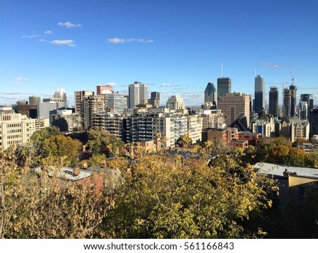 View of Montreal's skyline during the fall