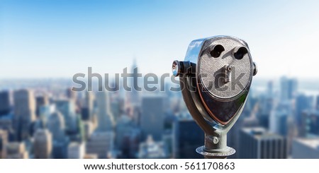 Binocular against observation deck view. Royalty-Free Stock Photo #561170863