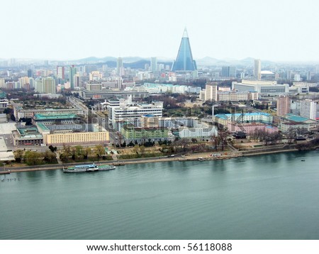 view of the Pyongyang - capital of the North  Korea Royalty-Free Stock Photo #56118088
