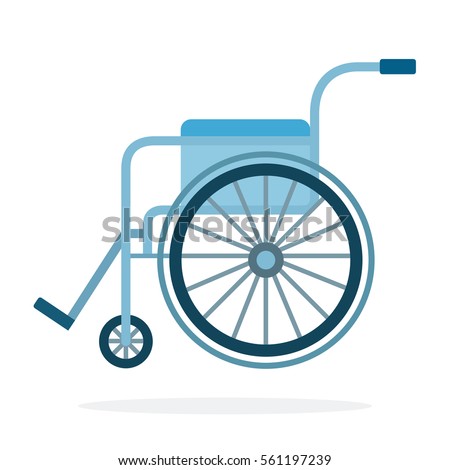 Wheelchair in the hospital vector flat material design object. Isolated illustration on white background. Royalty-Free Stock Photo #561197239