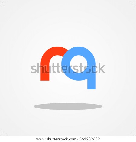 Initial letter RQ lowercase logo design template red soft blue