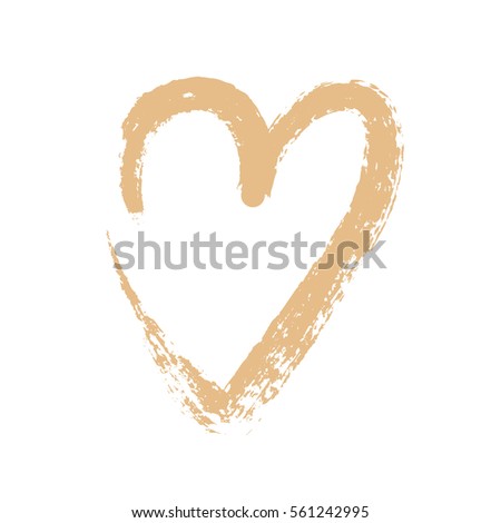 Brush drawing calligraphy heart card. Vector illustration
