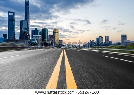 modern  asphalt road through Shanghai,China.