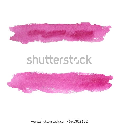 Set pink watercolor blobs, isolated on white background. Shape design blank watercolor colored rounded shapes web buttons on white background. Divorces paint. Vector illustration.