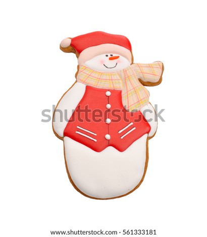 Snowman gingerbread. Isolated.