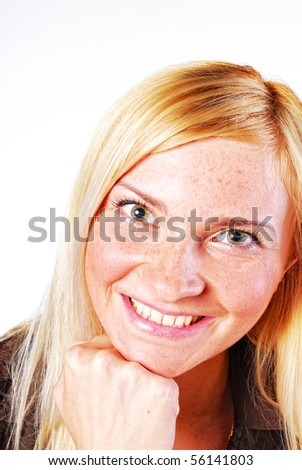 Woman with many freckles