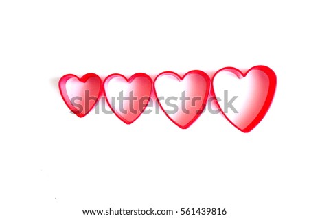 Red Hearts On White Background For Valentines Day