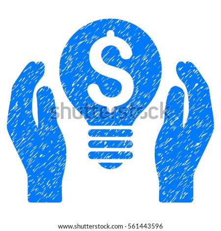 Patent Care grainy textured icon for overlay watermark stamps. Flat symbol with dirty texture. Dotted vector blue ink rubber seal stamp with grunge design on a white background.