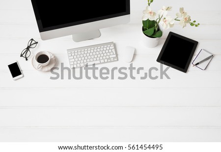 Clean workplace with desktop computer