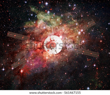 Spaceship in a nebula. Elements of this image furnished by NASA