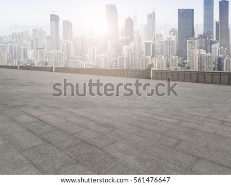 Ground roads and the city skyline of Chongqing
