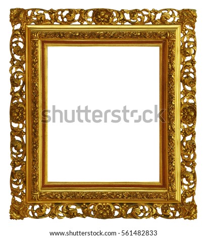 old antique gold frame over white background with clipping path