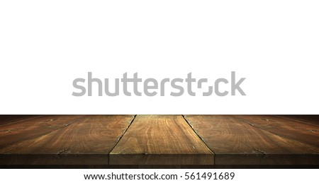 Old Wood table isolated on white. 