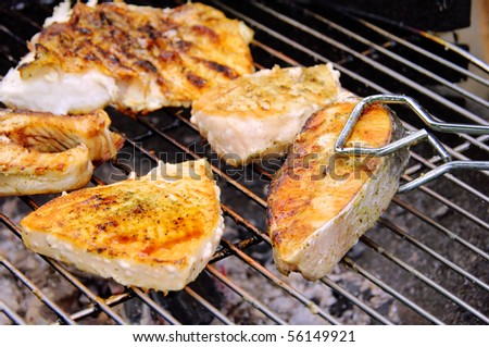 grilling steak from fish