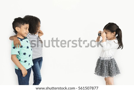 Little Children Taking Photo Concept