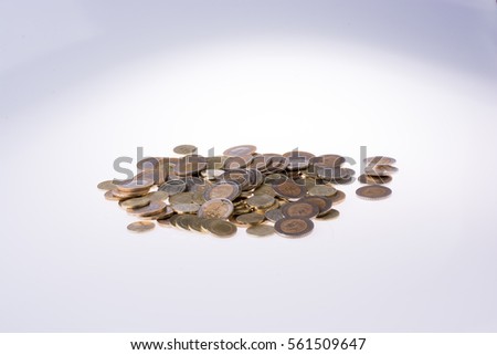 Turkish Lira coins together shape a  round circle form on white background