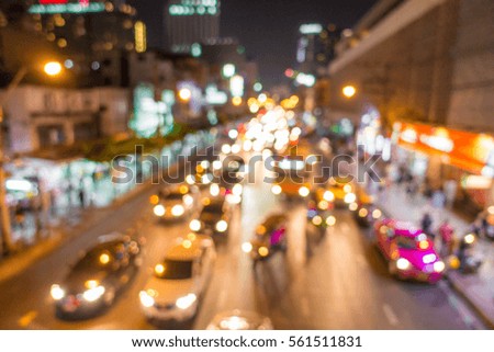 blurred picture : Traffic jam in downtown,  Bangkok , Thailand 