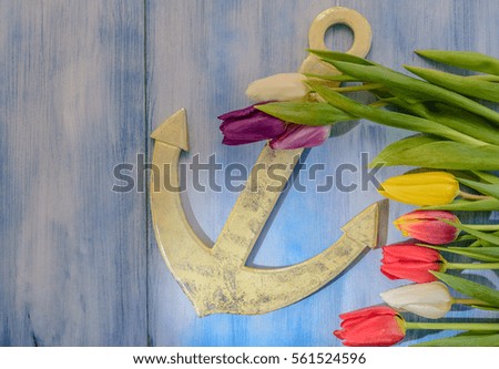 Anchor and tulips 