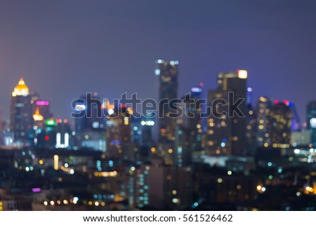 City blurred lights night view, abstract background