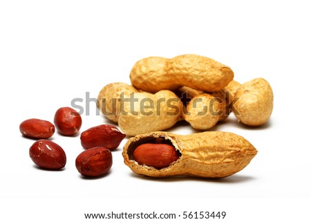 nuts, peanuts in the shell on a white background Royalty-Free Stock Photo #56153449