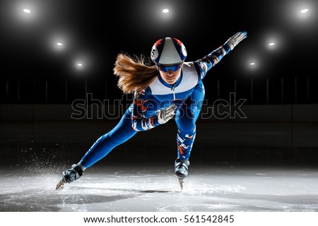 short track. athlete on ice Royalty-Free Stock Photo #561542845