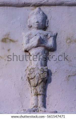 angel and traditional Thai style art, old wall