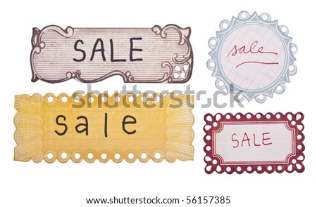 Handwritten Sale Tags with a Vintage Modern Style. Royalty-Free Stock Photo #56157385