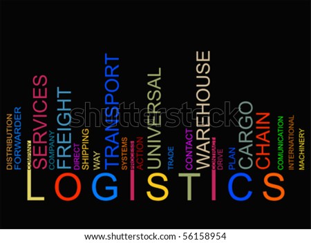 Transport delivery Logistics  word tag cloud concept in barcode with supporting words,  modern. Word tag cloud bar code , vector