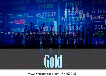 Gold - Hand writing word to represent the meaning of financial word as concept. A word Gold is a part of Investment&Wealth management in stock photo.