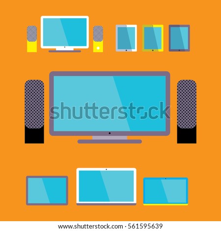 Computers set. Gadgets icons. devices Vector illustration.