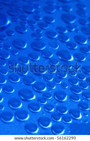 Water drop inside the bottle with blue color