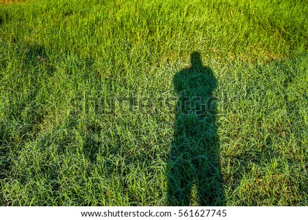 A photographer picturing self silhouette in natural background.