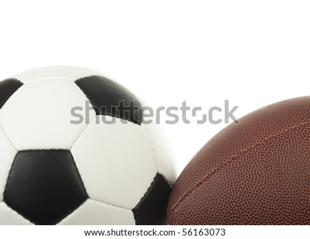 Picture of a soccer ball and a football.