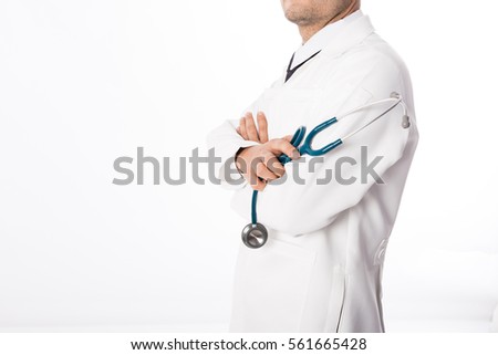 Asian male medical doctor on white background, useful for medical, hospital, medication, surgeon, medical advise, doctor, health care concepts