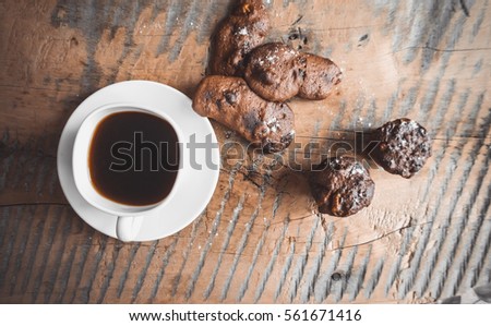 Coffee and chocolate pastries, morning.