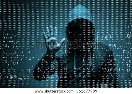 Young hacker in data security concept Royalty-Free Stock Photo #561677989