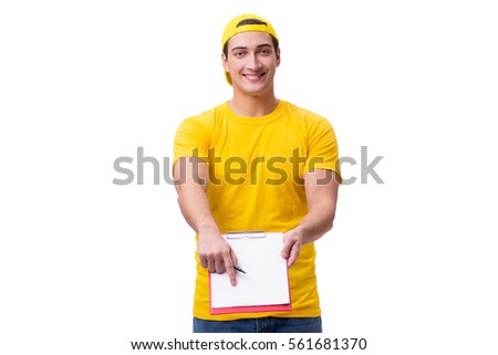 Delivery guy isolated on the white background