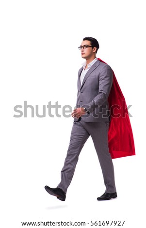 Man wearing red cover isolated on whtie background