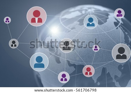 global digital connections with technology and social network