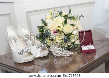 Bride's wedding accessories Royalty-Free Stock Photo #561715708