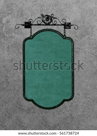 Old wooden sign on the chains. Isolated on yellow background