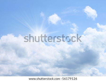 Bright summer sky with a sun Royalty-Free Stock Photo #56179126