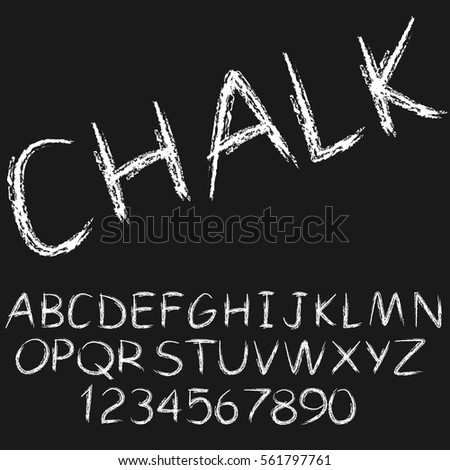 Hand drawn chalk alphabet vector, capital letters, school lettering